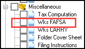 Image of "Wks FAFSA" in View/Print mode